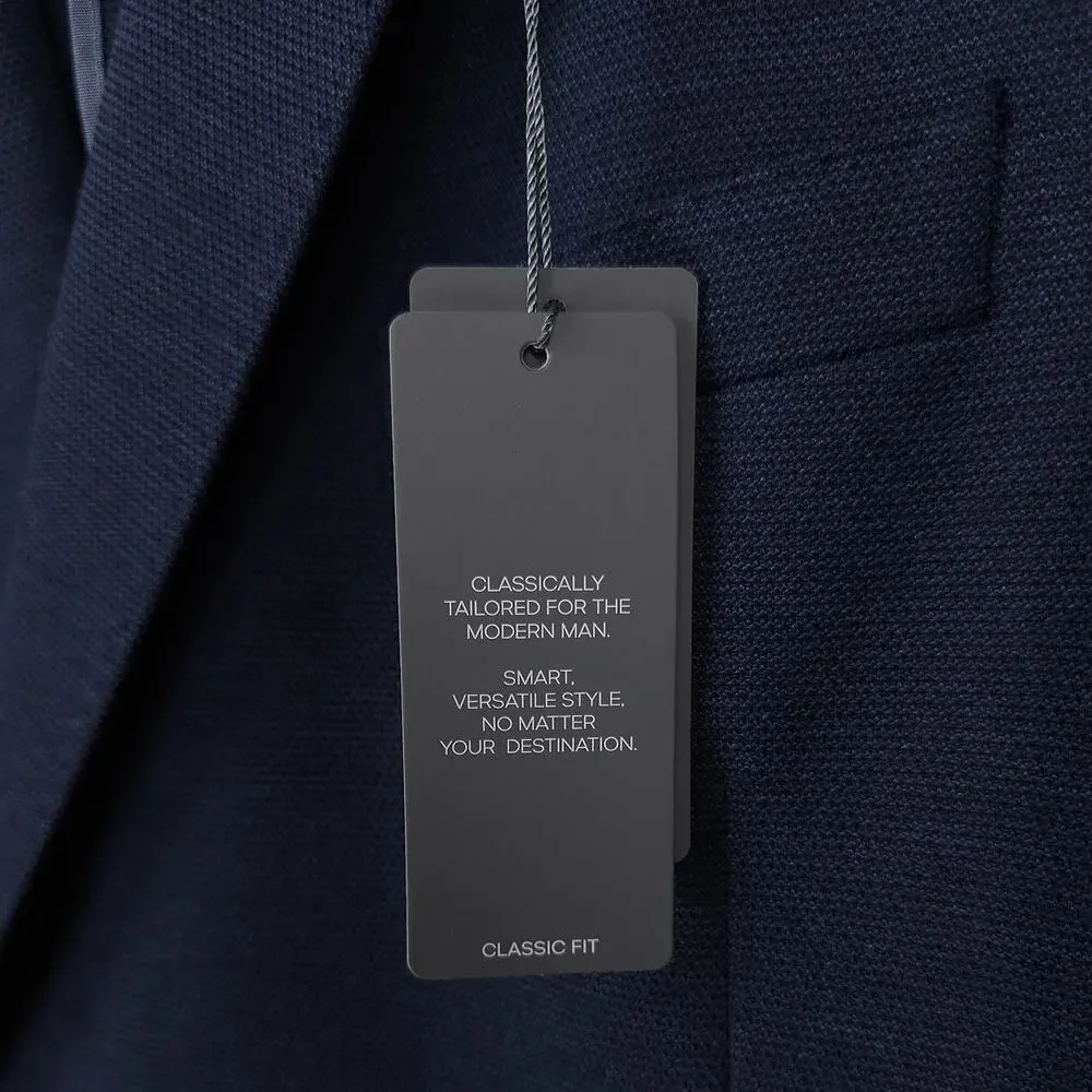 Michael Kors Mens Classic Fit Sport Coat Blazer 44R Navy Blue Solid Stretch Knit